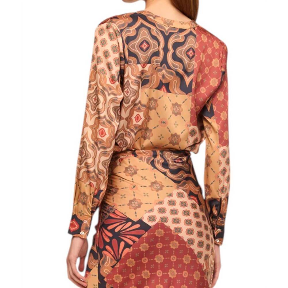 NEW MISA LOS ANGELES frankie top in surreal patchwork satin - Picture 3 of 4